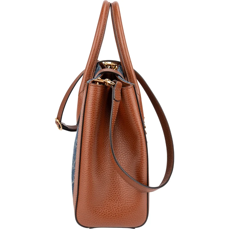 Gucci Monogram GG Denim Jackie 1961 Tote Crossbody Handbag