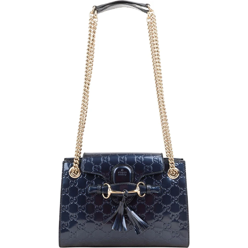 Gucci Guccissima Patent Leather Emily Horsebit Crossbody Bag