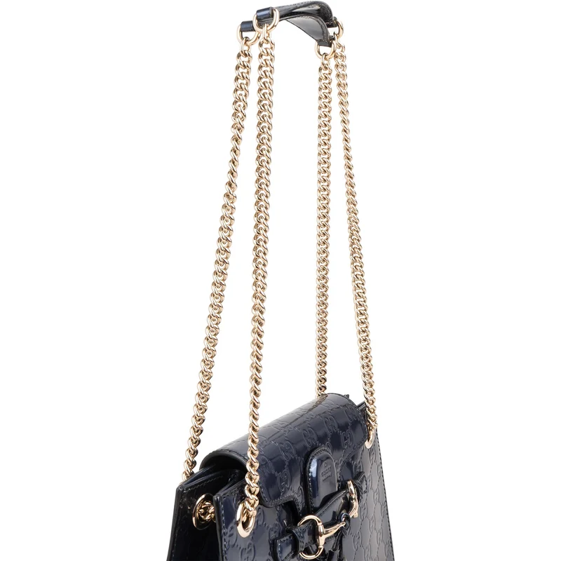 Gucci Guccissima Patent Leather Emily Horsebit Crossbody Bag