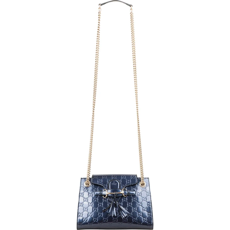 Gucci Guccissima Patent Leather Emily Horsebit Crossbody Bag