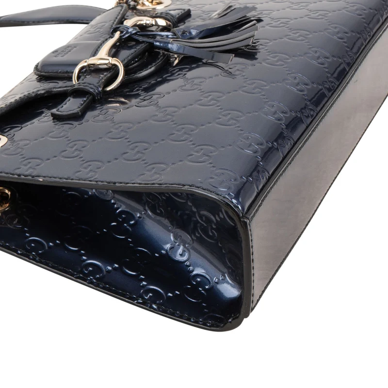 Gucci Guccissima Patent Leather Emily Horsebit Crossbody Bag