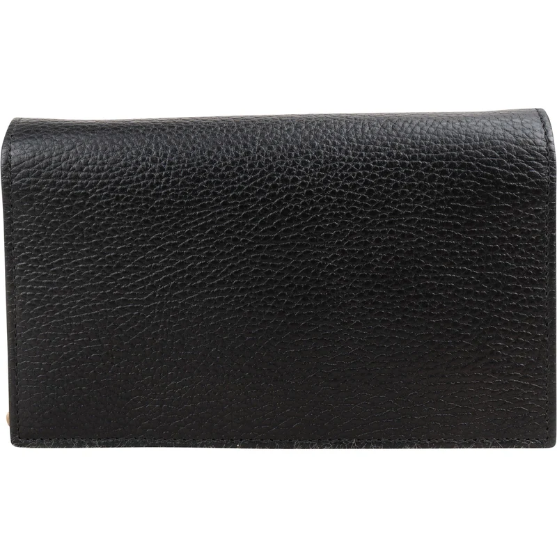 Gucci Pebbled Leather Interlocking GG Wallet On Chain Crossbody Bag