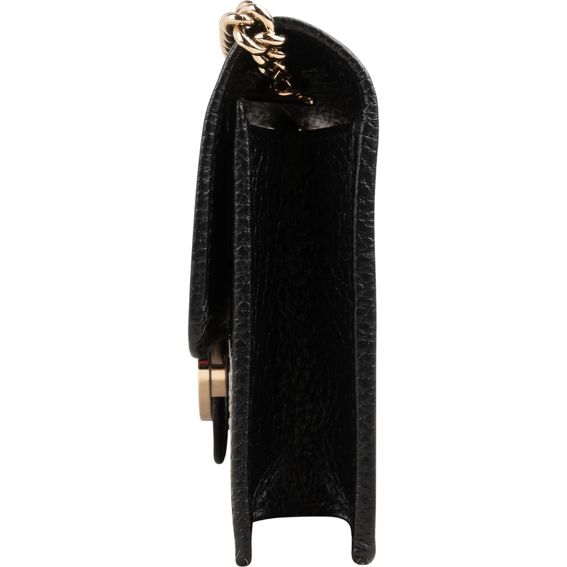 Gucci Pebbled Leather Interlocking GG Wallet On Chain Crossbody Bag