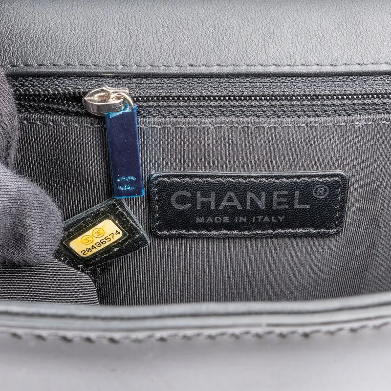Chanel Quilted Patent Caviar Leather Large Boy Single Flap Crossbody Bag