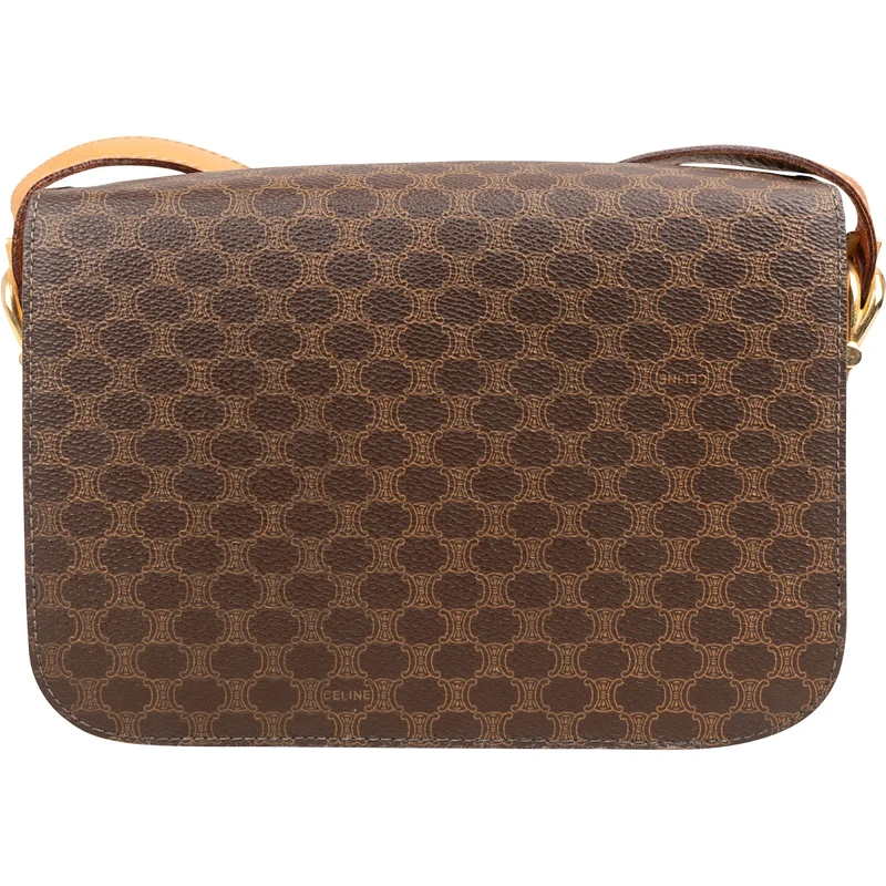 Celine Macadam Canvas Triomphe Flap Crossbody Bag