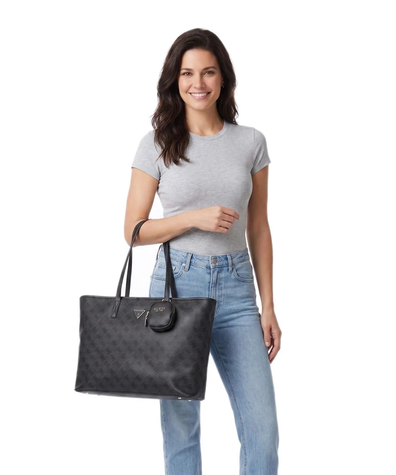 Guess Power Play II Tech Large Shopper coal logo