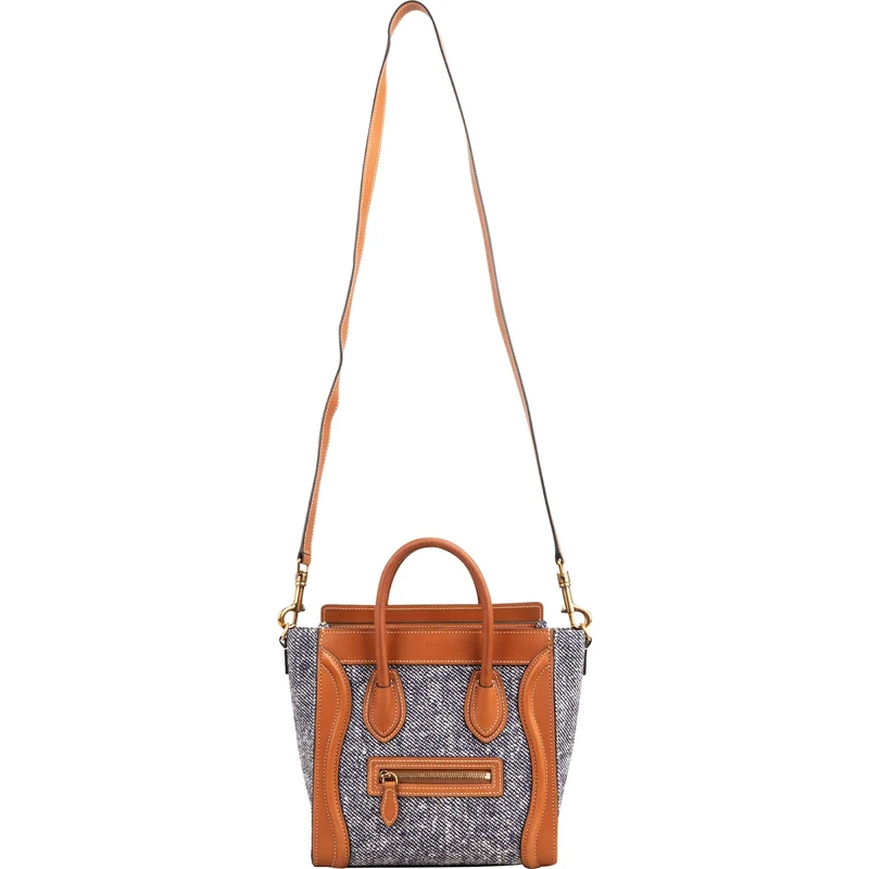 Celine Cotton & Leather Nano Luggage Handbag