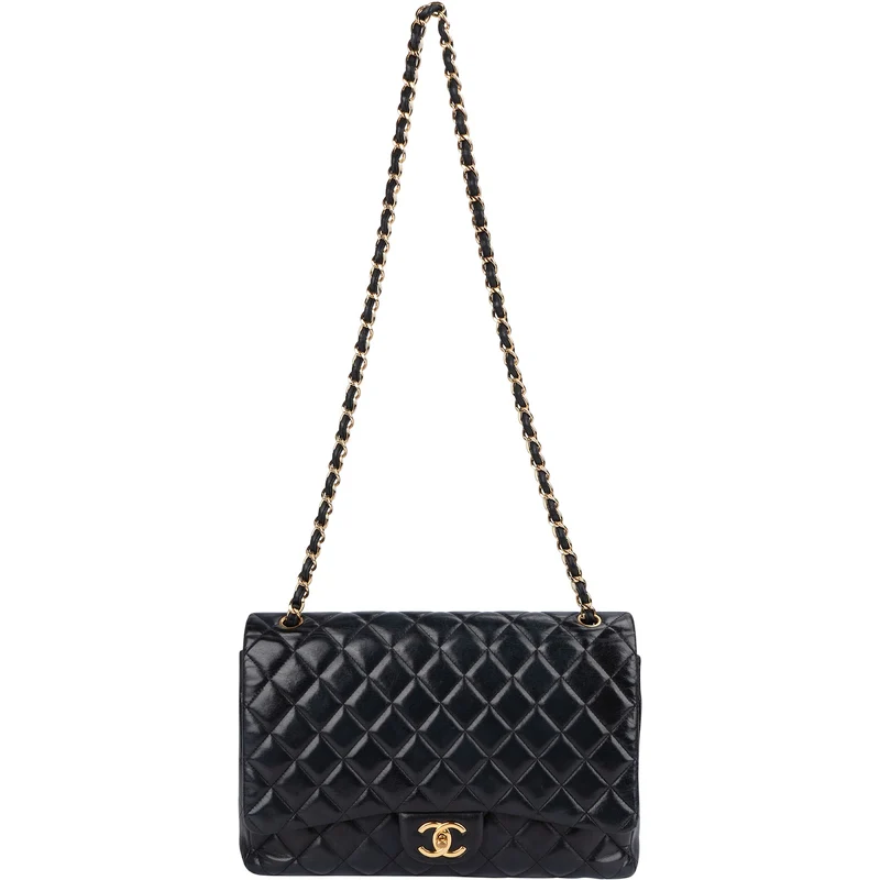 Chanel Quilted Lambskin Jumbo Double Flap Crossbody Bag
