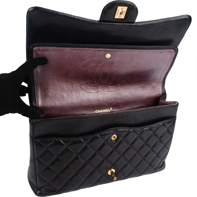 Chanel Quilted Lambskin Jumbo Double Flap Crossbody Bag