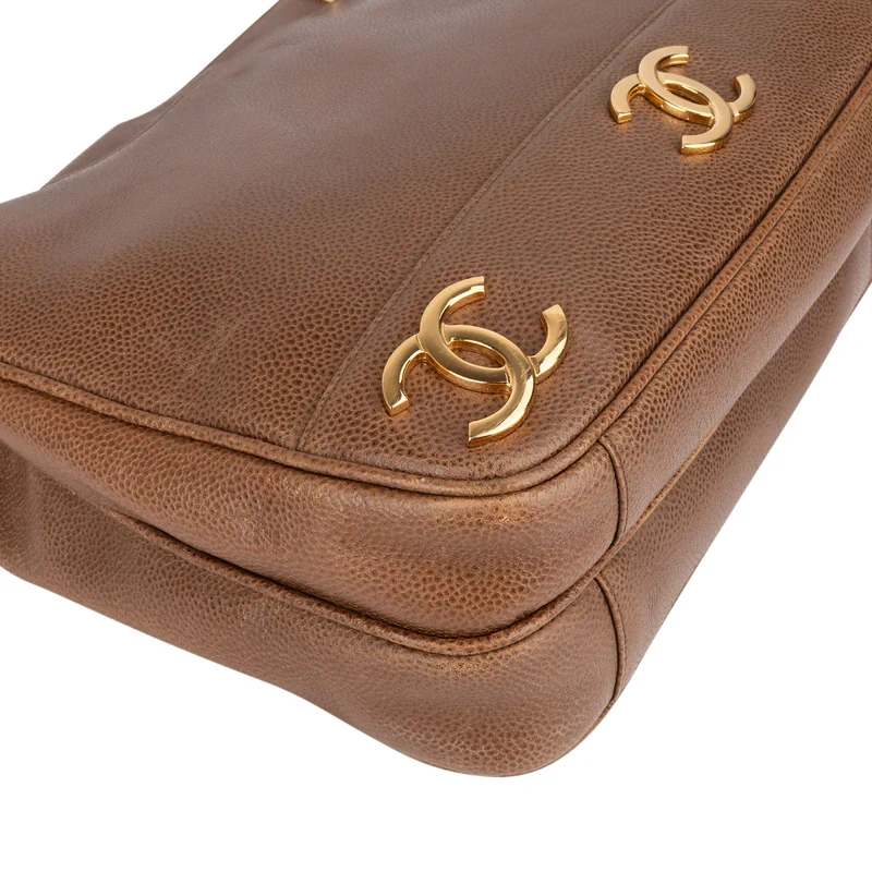 Chanel Caviar Leather Triple CC Tote Shoulder Bag