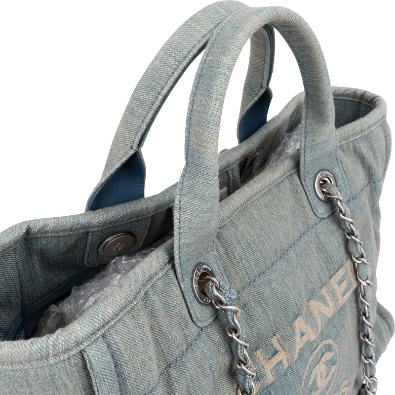 Chanel Denim Deauville Small Tote Shoulder Handbag