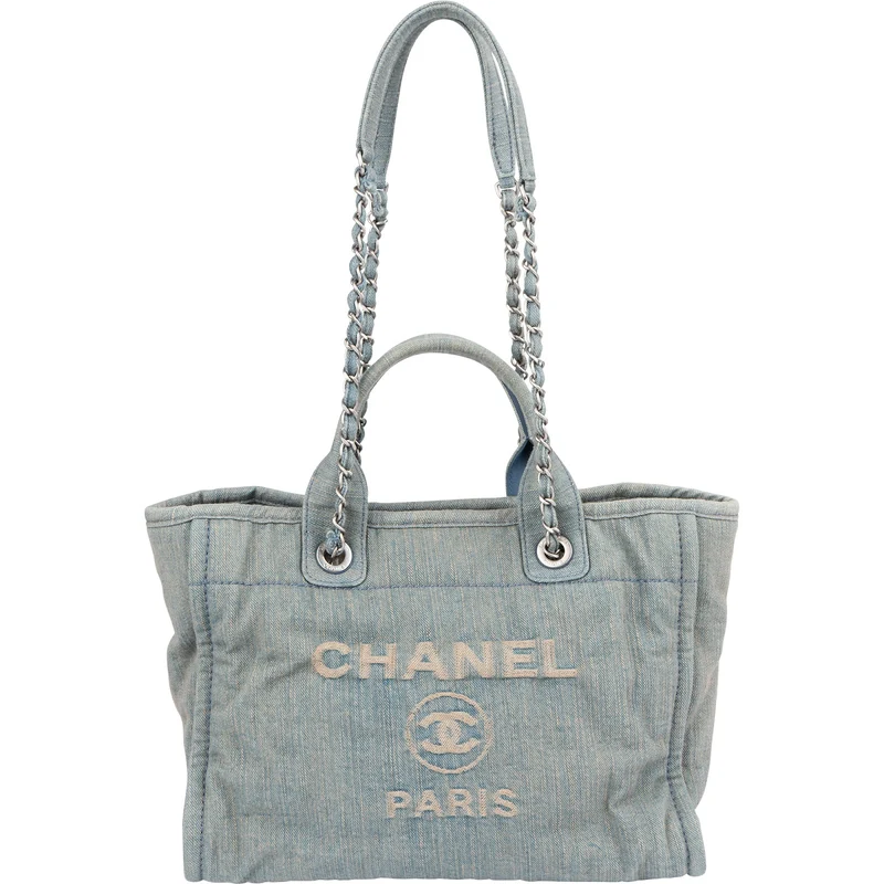 Chanel Denim Deauville Small Tote Shoulder Handbag