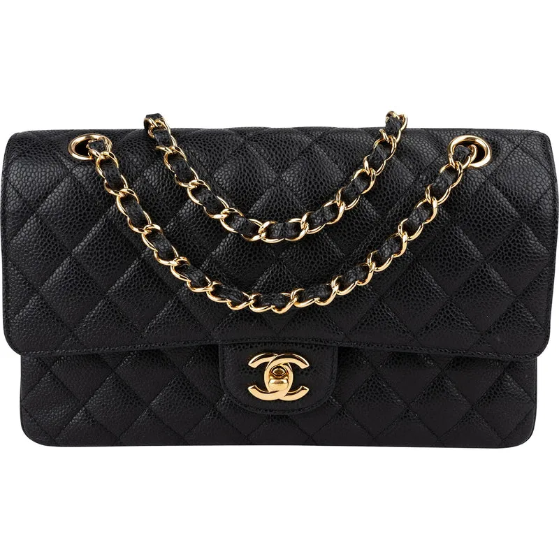 Chanel Quilted Caviar Leather Medium Double Flap Crossbody Bag