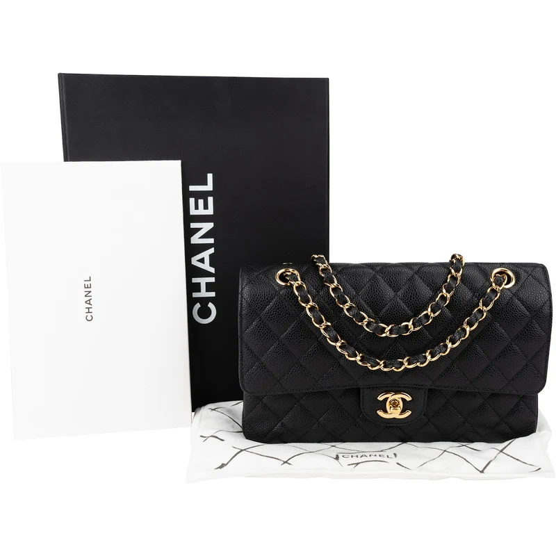 Chanel Quilted Caviar Leather Medium Double Flap Crossbody Bag