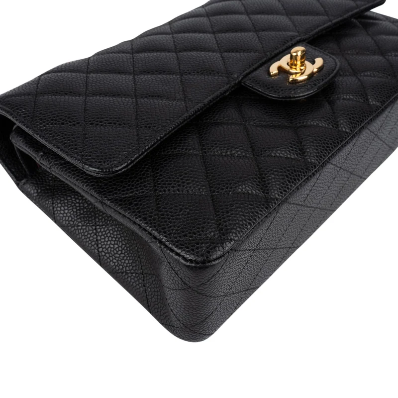 Chanel Quilted Caviar Leather Medium Double Flap Crossbody Bag