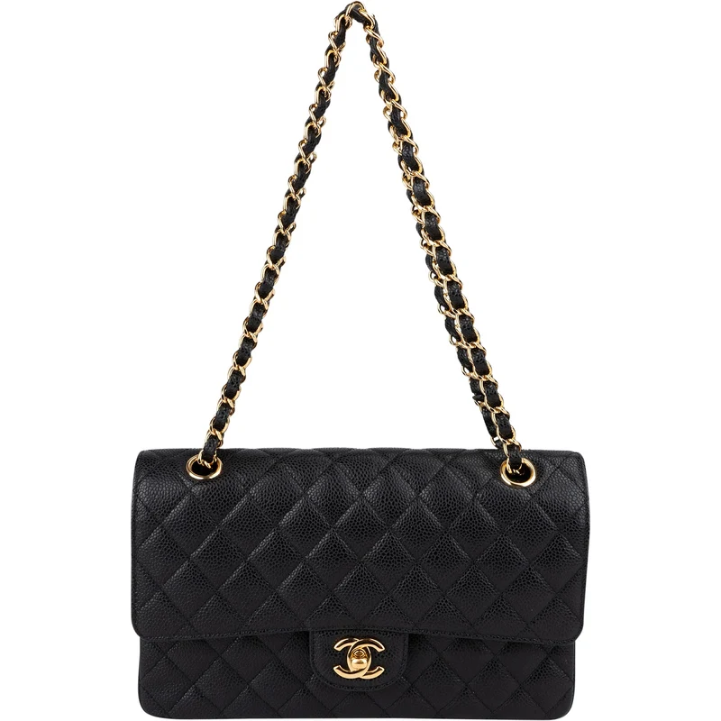 Chanel Quilted Caviar Leather Medium Double Flap Crossbody Bag