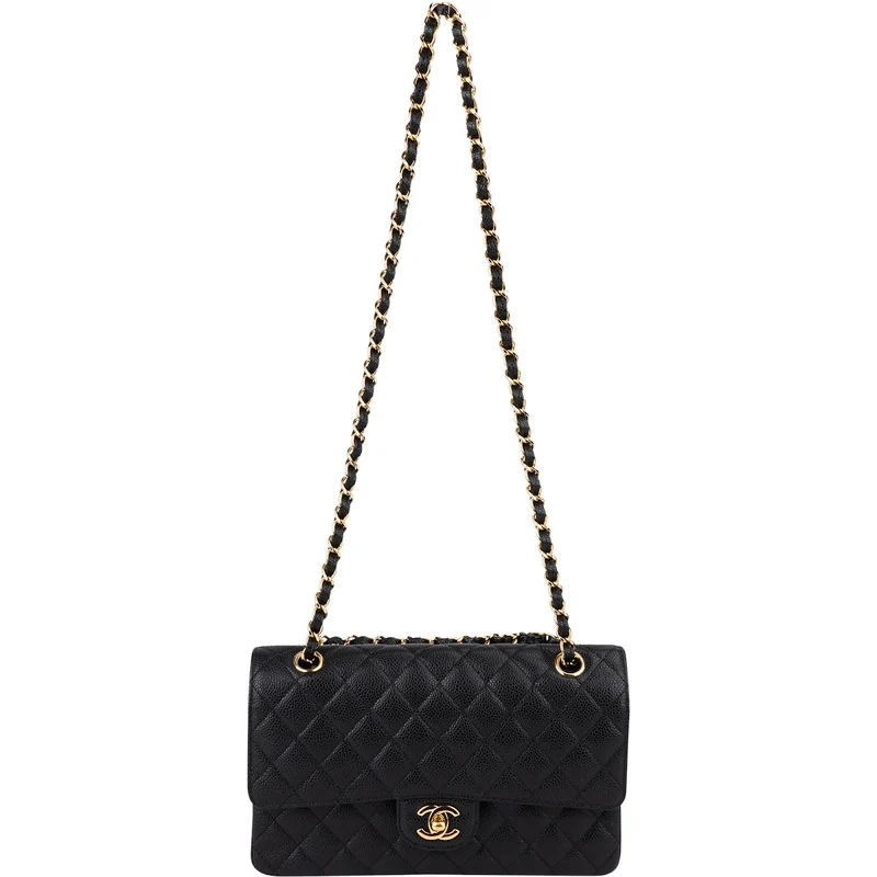 Chanel Quilted Caviar Leather Medium Double Flap Crossbody Bag