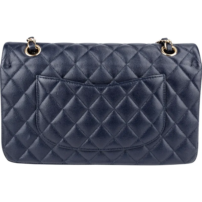 Chanel Quilted Caviar Leather Medium Gold Double Flap Shoulder Bag