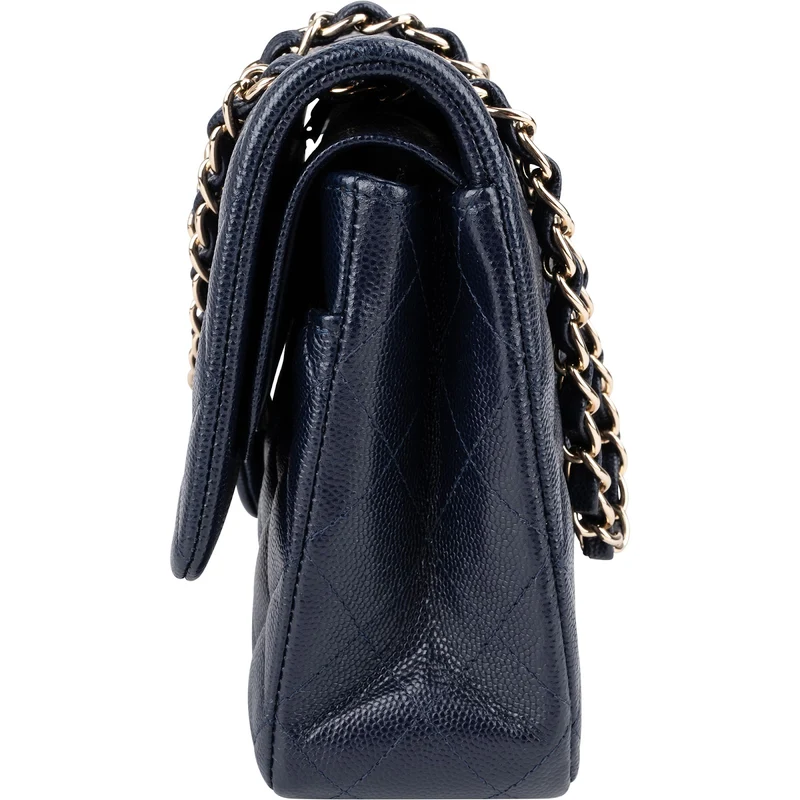 Chanel Quilted Caviar Leather Medium Gold Double Flap Shoulder Bag