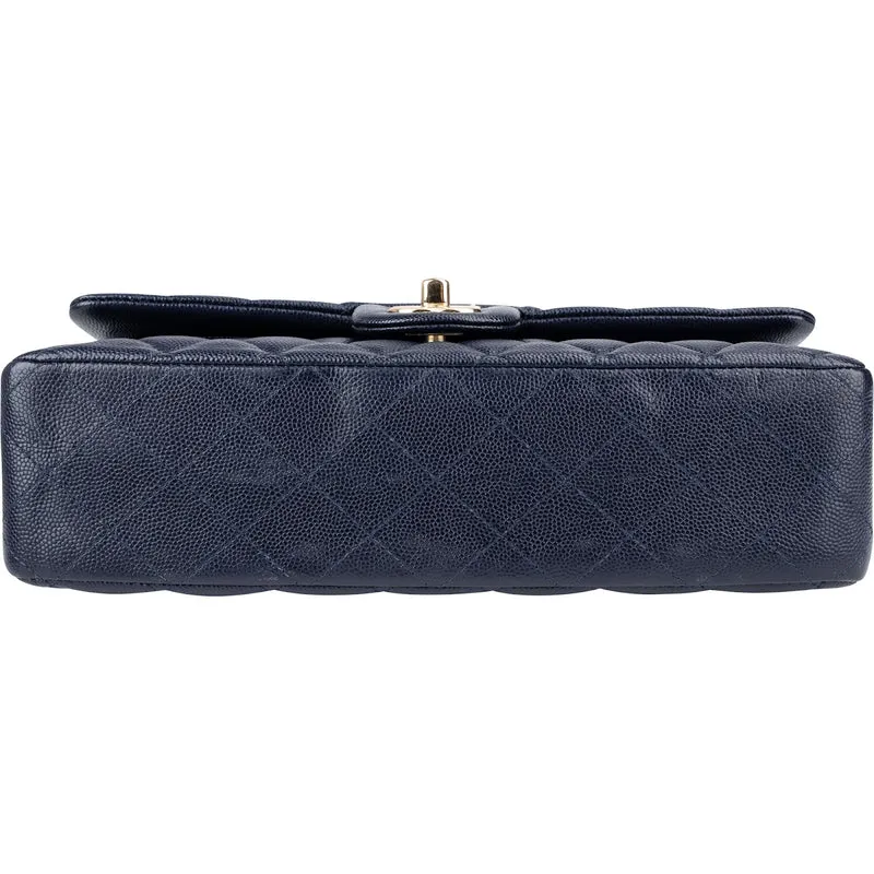 Chanel Quilted Caviar Leather Medium Gold Double Flap Shoulder Bag