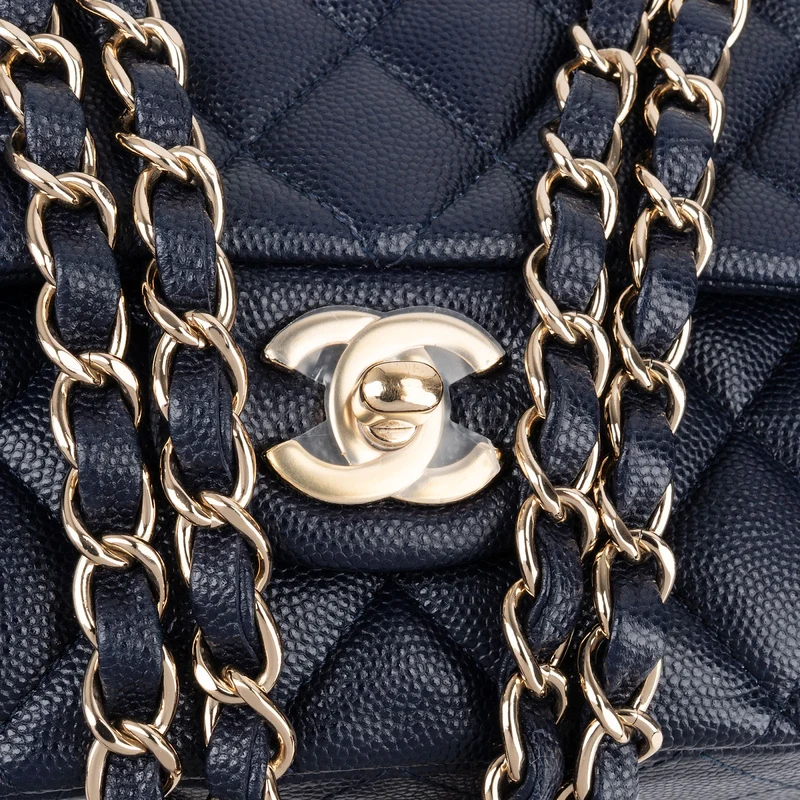 Chanel Quilted Caviar Leather Medium Gold Double Flap Shoulder Bag