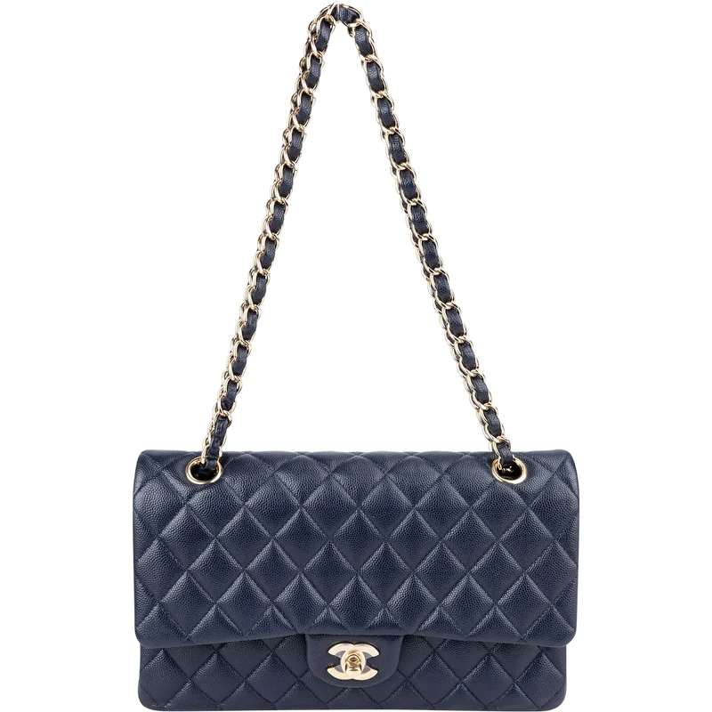 Chanel Quilted Caviar Leather Medium Gold Double Flap Shoulder Bag