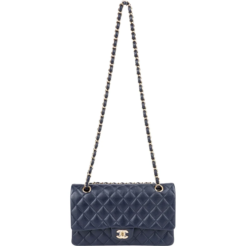 Chanel Quilted Caviar Leather Medium Gold Double Flap Shoulder Bag