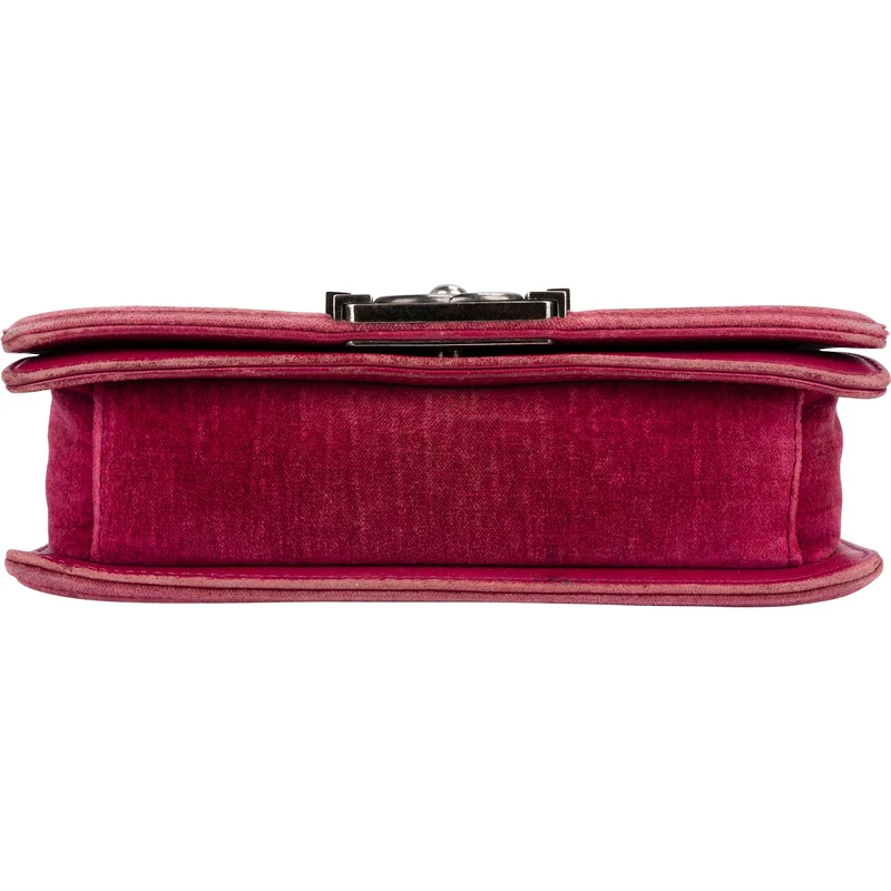 Chanel Quilted Velvet Small Boy Single Flap Crossbody Bag