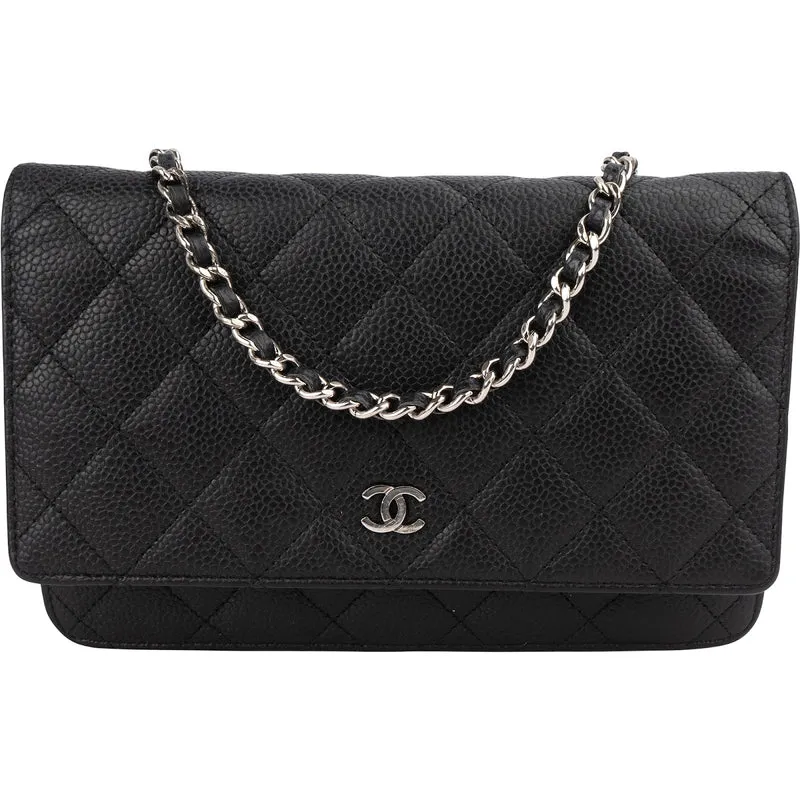 Chanel Quilted Caviar Leather Wallet On Chain Crossbody Bag