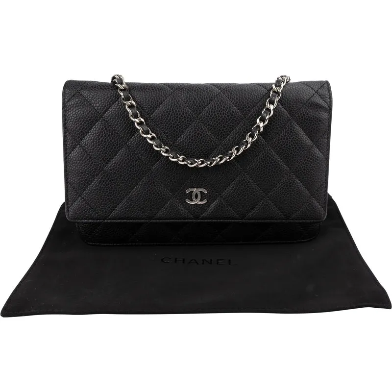 Chanel Quilted Caviar Leather Wallet On Chain Crossbody Bag