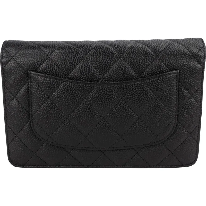 Chanel Quilted Caviar Leather Wallet On Chain Crossbody Bag