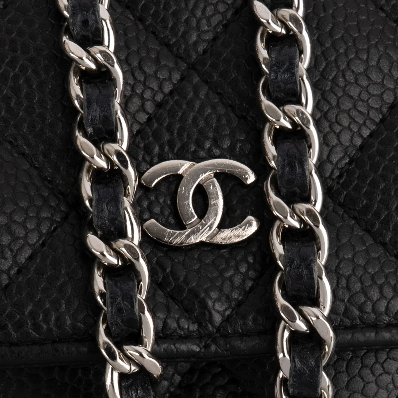 Chanel Quilted Caviar Leather Wallet On Chain Crossbody Bag