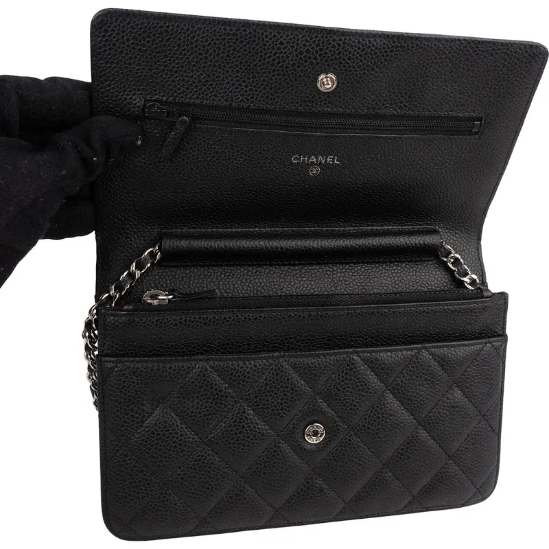 Chanel Quilted Caviar Leather Wallet On Chain Crossbody Bag