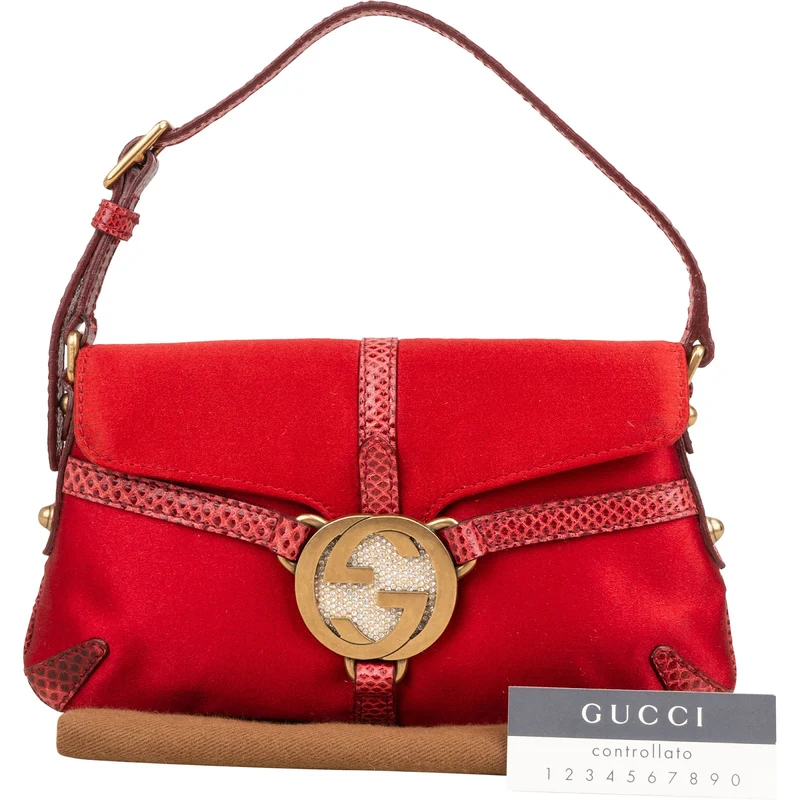 Gucci Satin Crystal GG Micro Flap Bag Handbag