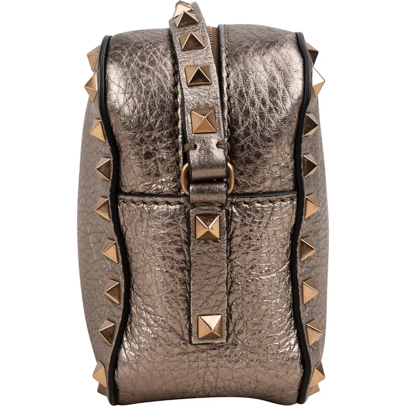 Valentino Garavani Metallic Grained Leather Rockstud Camera Crossbody Bag