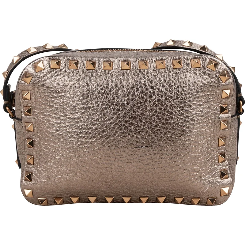 Valentino Garavani Metallic Grained Leather Rockstud Camera Crossbody Bag