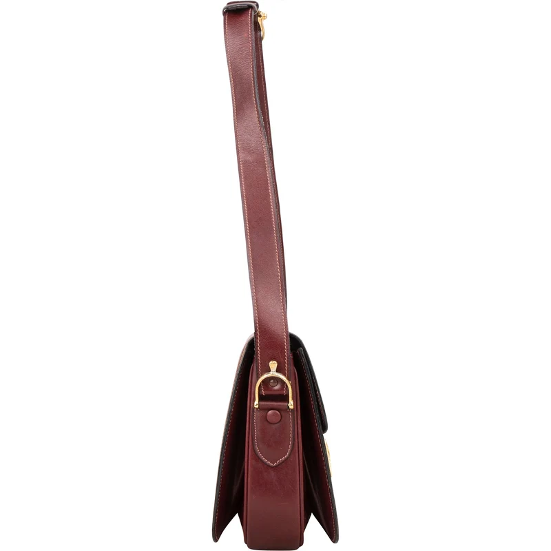Celine Bordeaux Bocalf Flap Triomphe Shoulder Bag