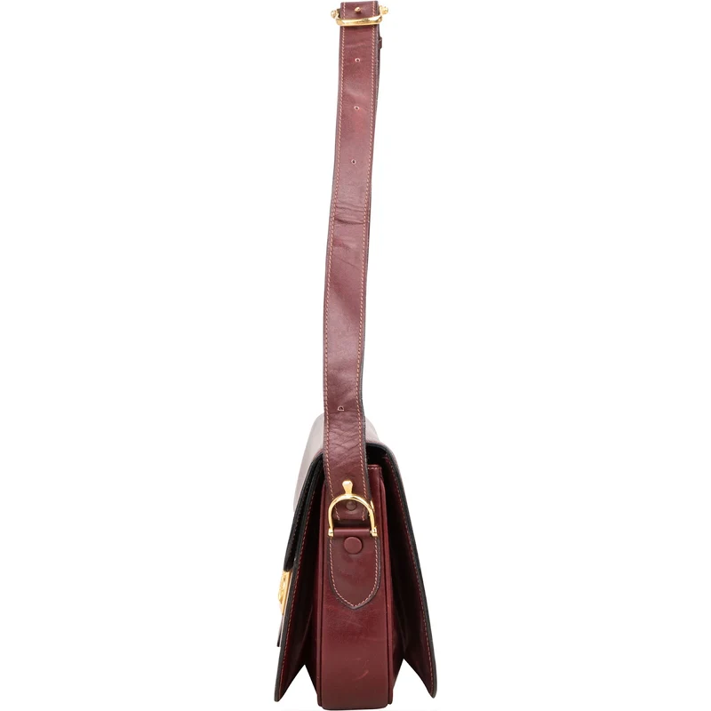Celine Bordeaux Bocalf Flap Triomphe Shoulder Bag