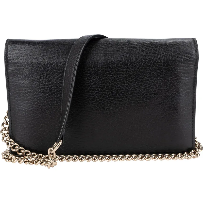 Gucci Leather Interlocking GG Wallet On Chain Crossbody Bag