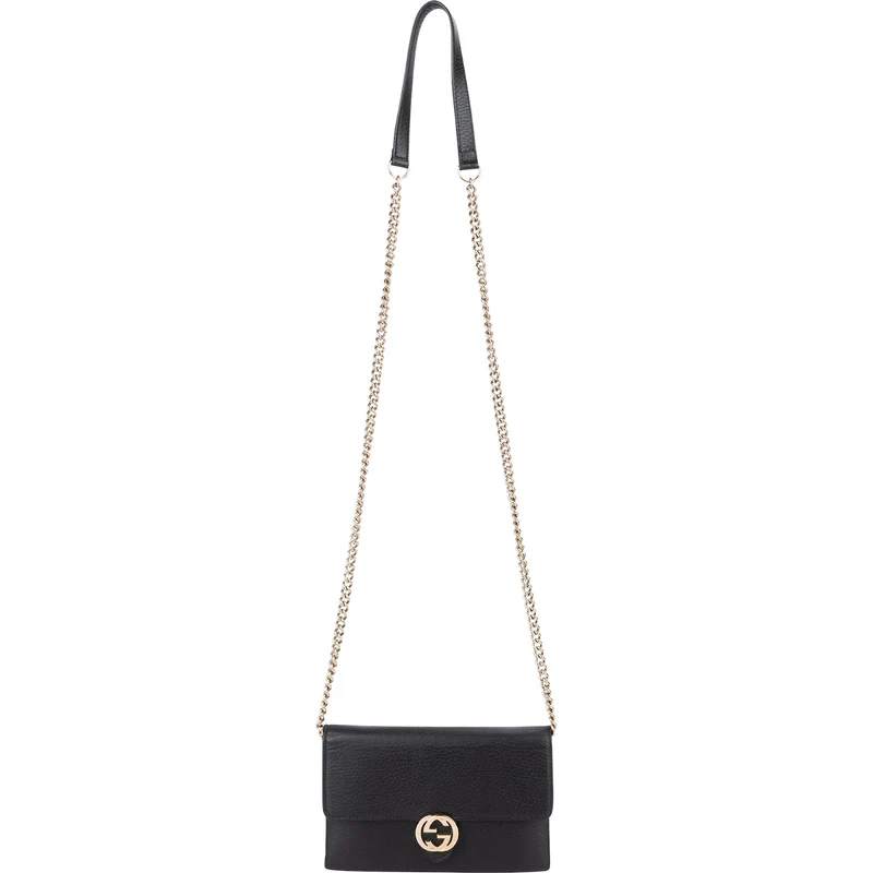Gucci Leather Interlocking GG Wallet On Chain Crossbody Bag