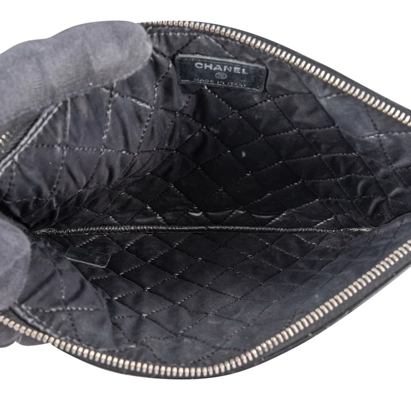 Chanel Quilted Patent Leather CC Clutch