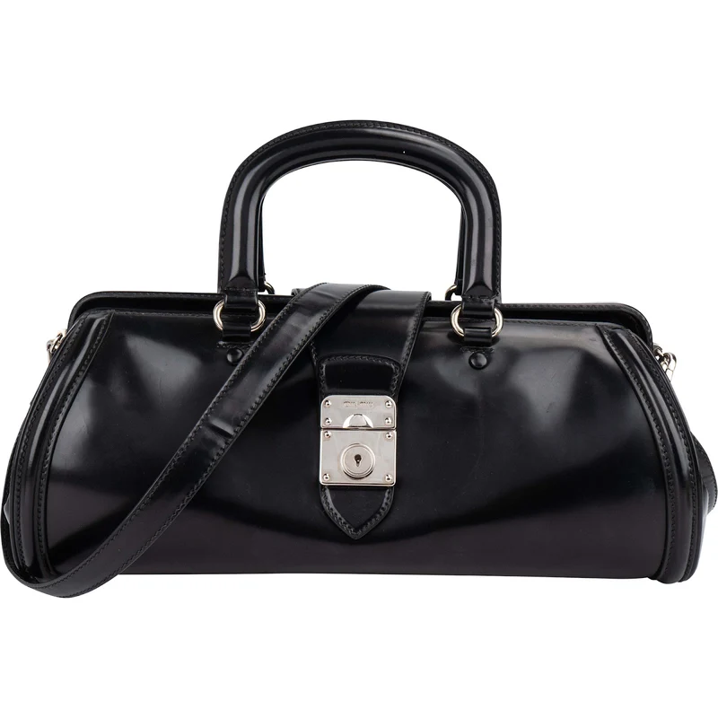 Miu Miu Spazzolato Leather Doctor Style Buckle Handbag