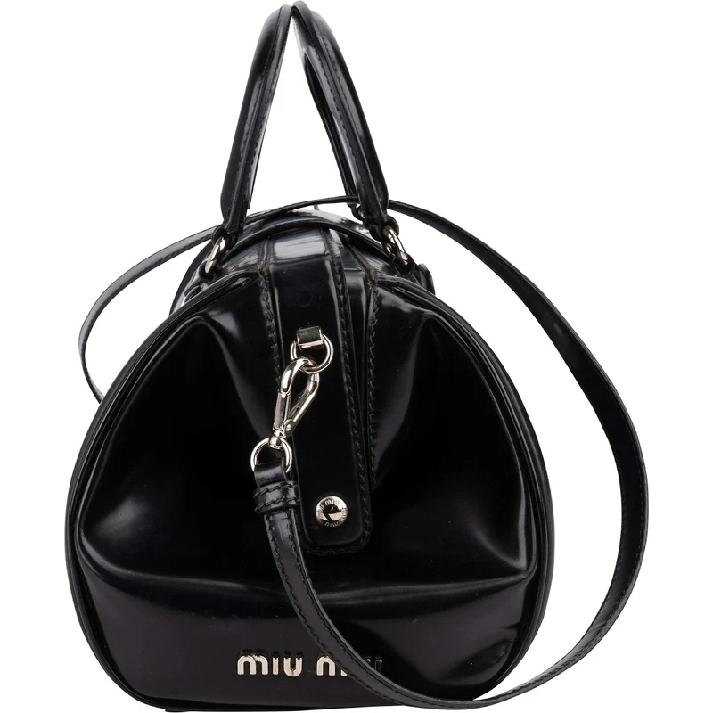 Miu Miu Spazzolato Leather Doctor Style Buckle Handbag