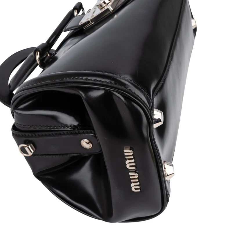Miu Miu Spazzolato Leather Doctor Style Buckle Handbag