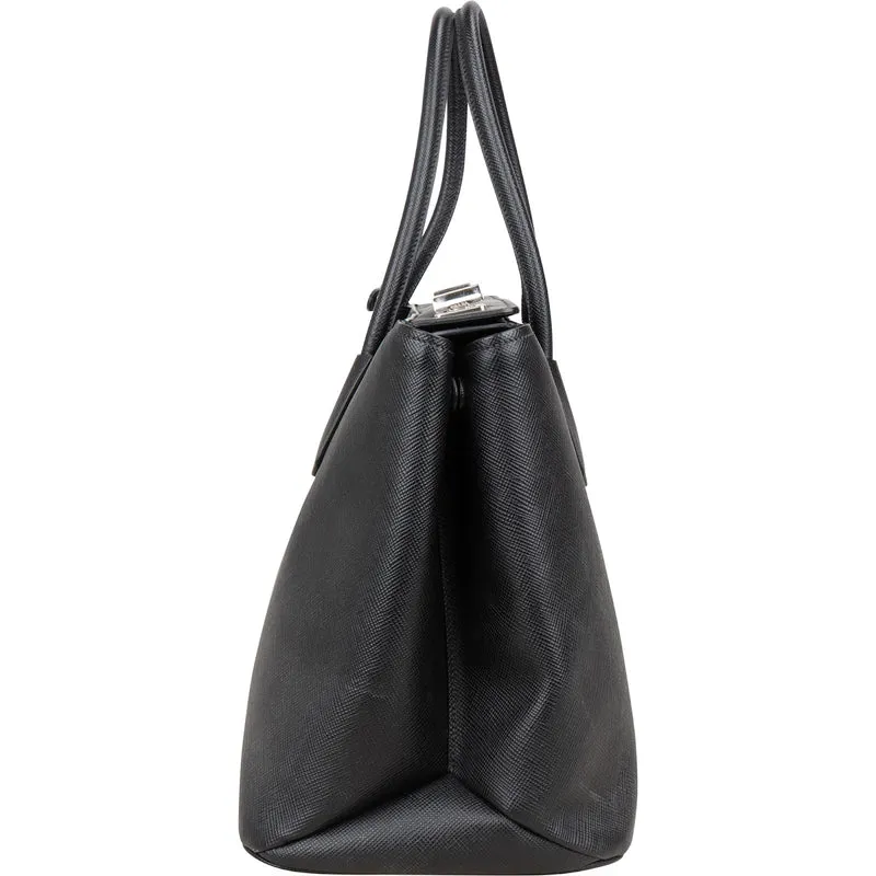 Prada Black Saffiano Leather Lux Turnlock Double Handbag