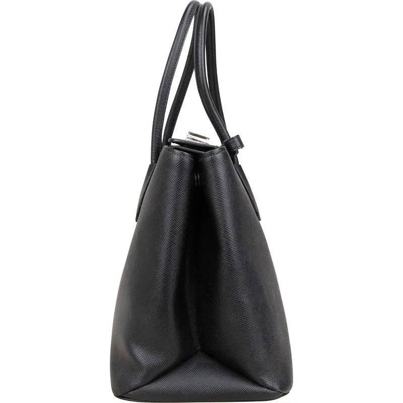 Prada Black Saffiano Leather Lux Turnlock Double Handbag