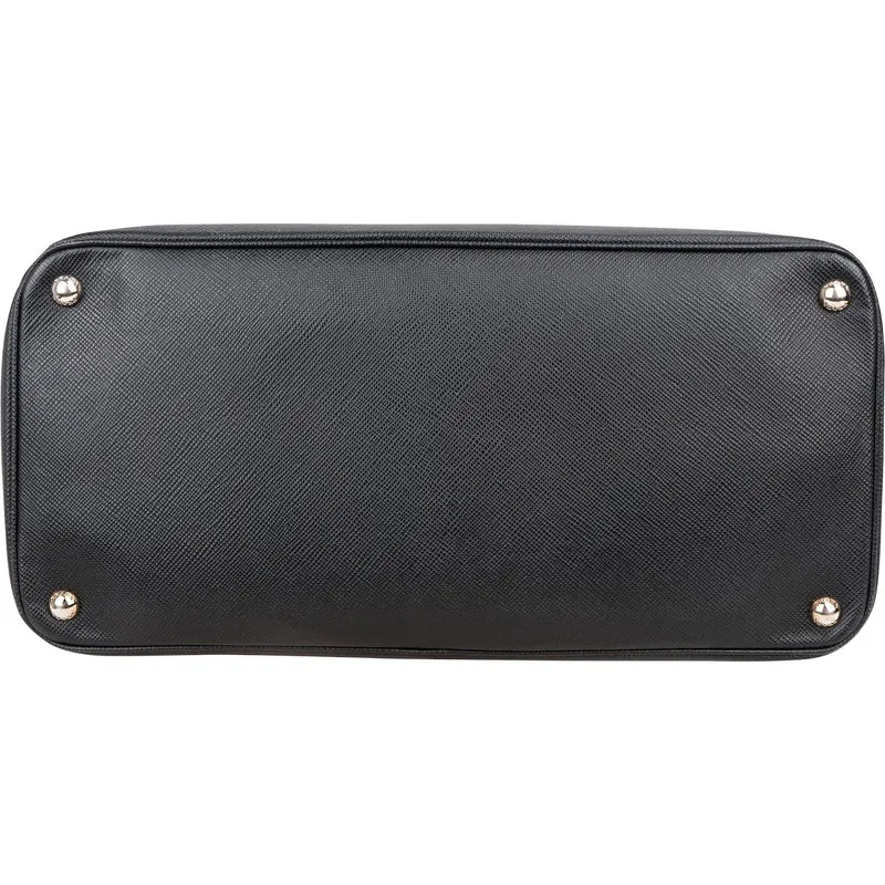 Prada Black Saffiano Leather Lux Turnlock Double Handbag