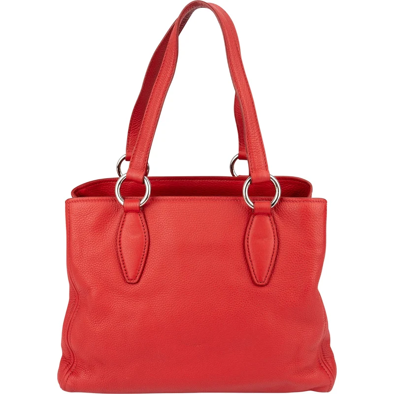 Miu Miu Red Vitello Phenix Leather Tote Handbag