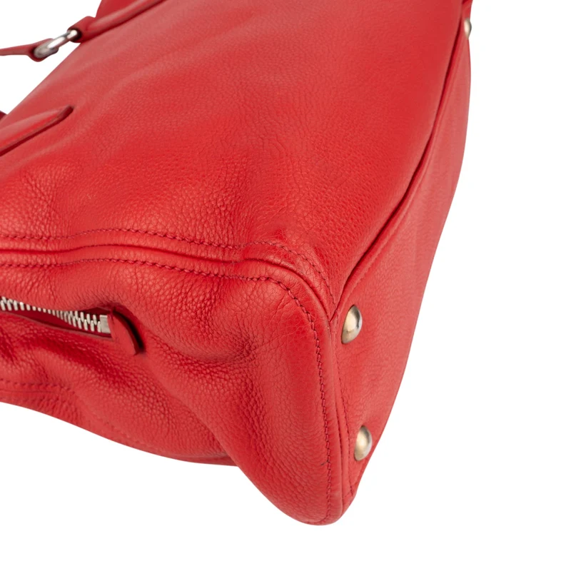 Miu Miu Red Vitello Phenix Leather Tote Handbag