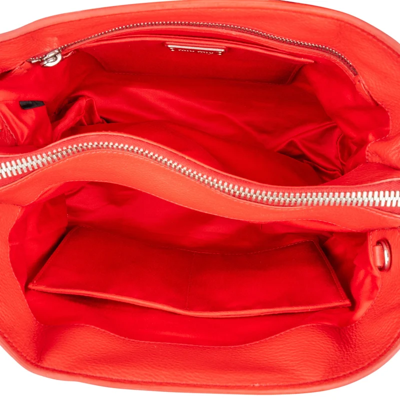 Miu Miu Red Vitello Phenix Leather Tote Handbag
